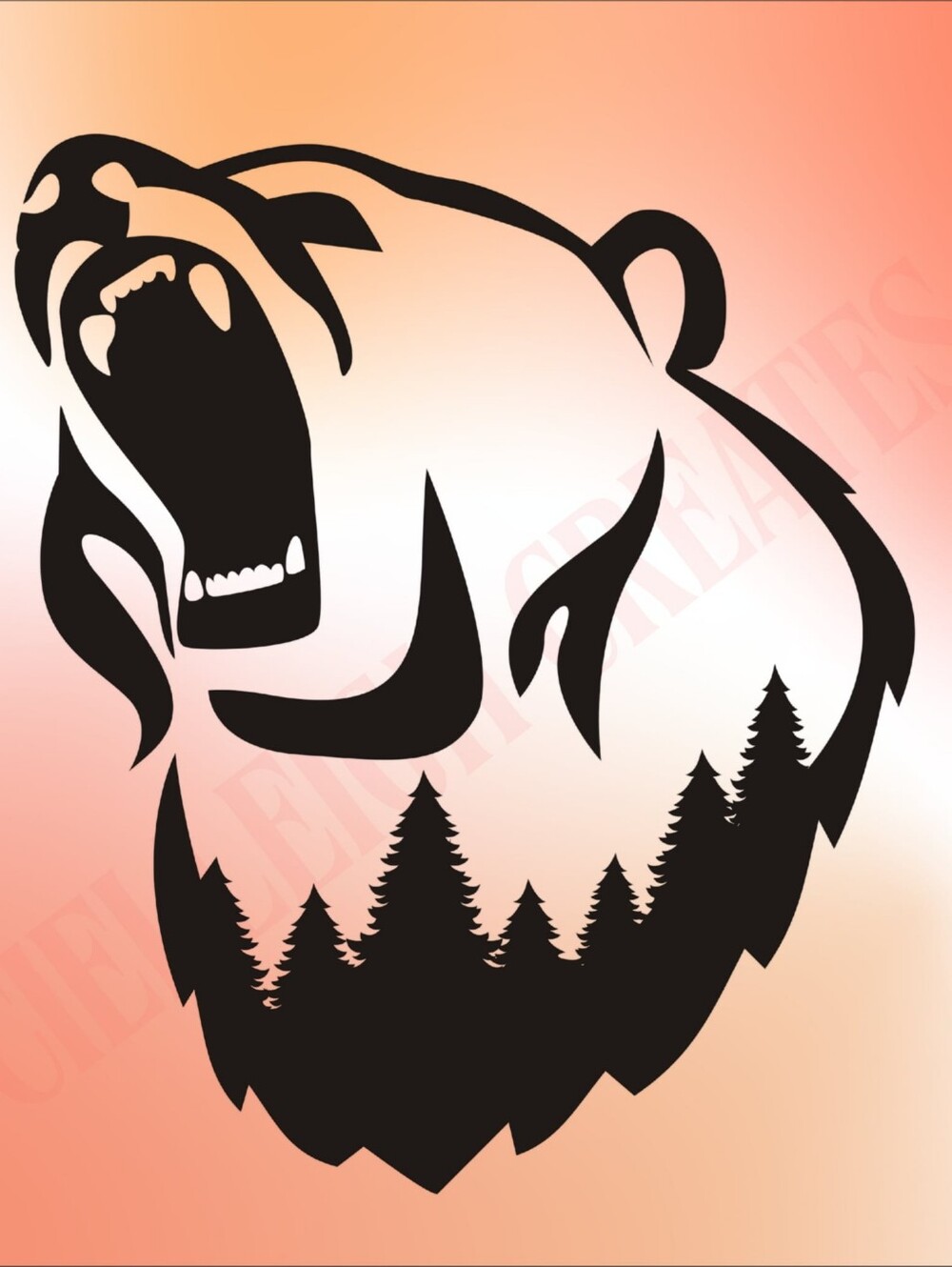 *2 for $20* Bear Growling Head Decal Sticker Handcrafted